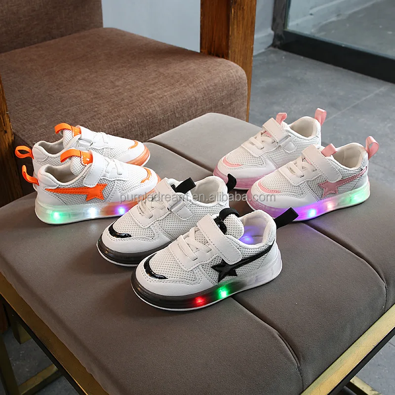 

4 Seasons Casual Star Pattern Rubber Sole LED Running Shoes Toddler Footwear Wholesale