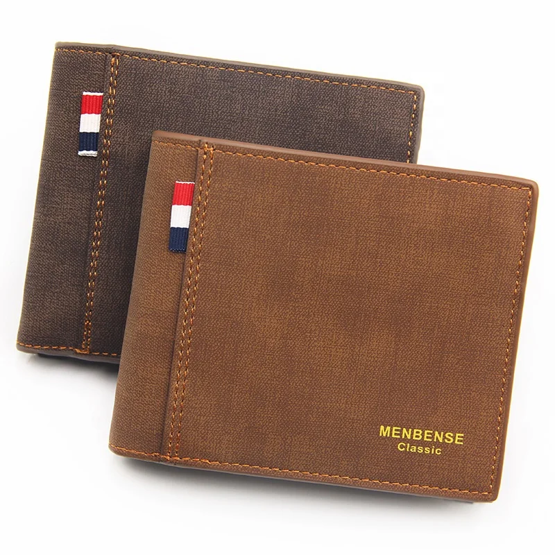 

MenBense Casual Men's Matte Short Wallet Vintage Male Leather Card Purse, Black,blue,light coffee,dark coffee