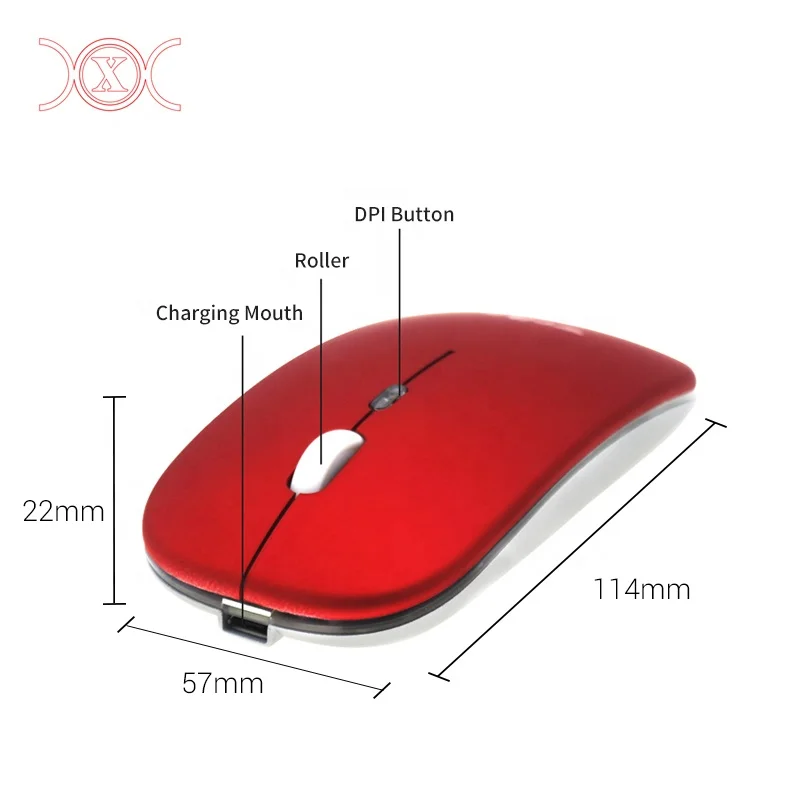 

2.4G BT Dual Modes Mouse Optical Thin Slim Computer Mouse Wireless Rechargeable Mouse USB Mice, Pink black blue red