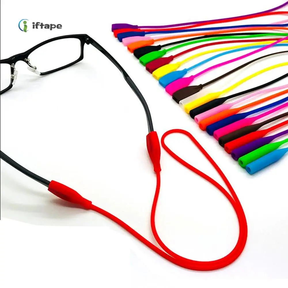 

Promotional High Quality colorful Elastic Non-slip Silicone glasses Chain cord Eco-Friendly soft sporting sunglasses neck strap, 12 colors