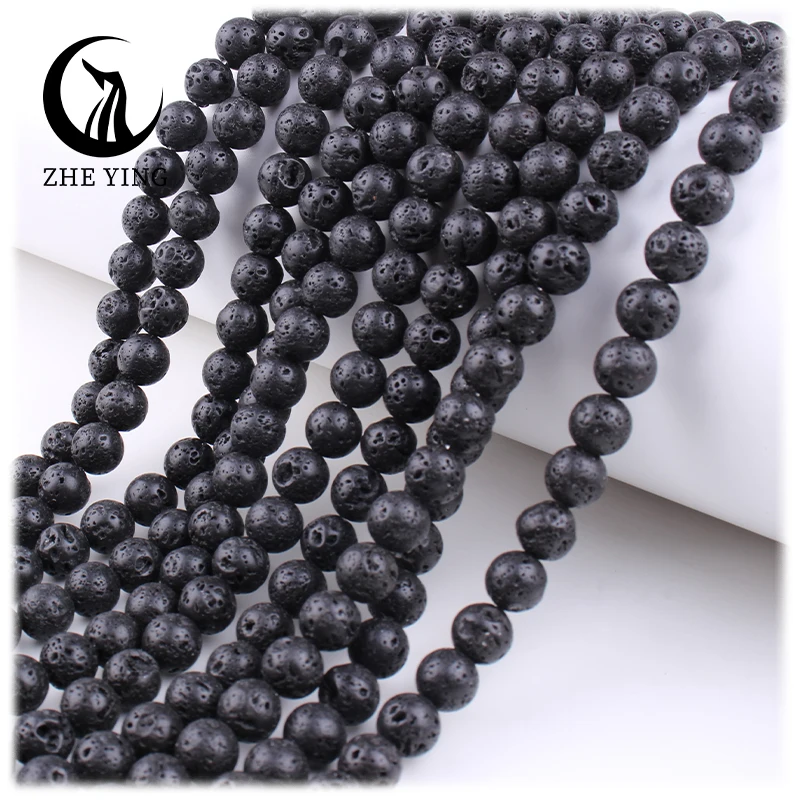 

Zhe Ying wholesale 6/8/10mm lava beads bracelet rock round natural stone lava stone beads