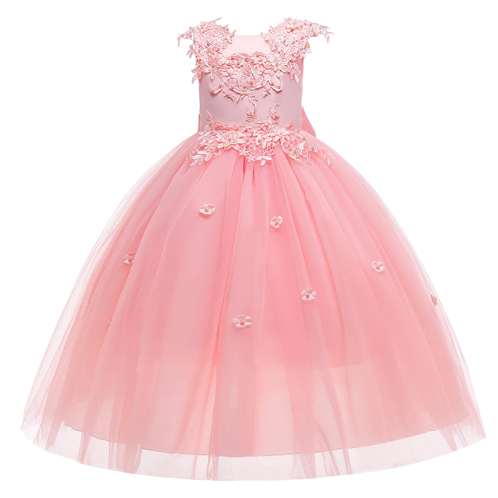 

MQATZ 2023 summer flower girl dress pink Appliqued sleeveless gown design wear of 11 ages for party LP-280