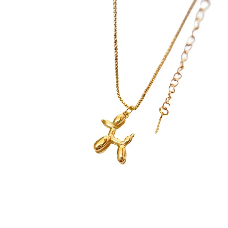 

2022 Hot-Sale Pet Dog Designs 18k Gold Plated Stainless Steel Necklace Cute Animal Balloon Puppy Dog Pendant Necklaces, Golden