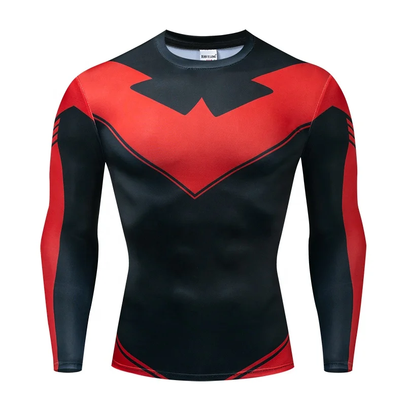 

Guangzhou Factory Custom Made Men Muscle Fit Long Sleeve Black Shirt Sublimation 3d Male T Shirt Running Wear, Colors