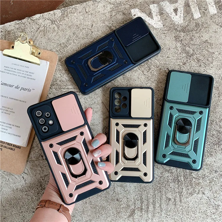 

For Samsung A52 case Armor Slide Window Push TPU+PC Mobile Cover for Galaxy A72 A71 A12 A10S A20S for Samsung Phone case