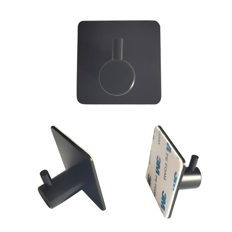 

Newly Designed Square Stainless Steel Bathroom Accessories Bathroom Hook Single Coat Black Hook Wall Hook