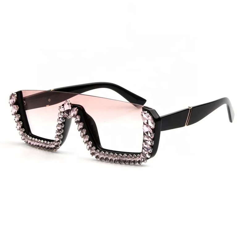 

Ladies Fashion One Piece Sunglasses Diamond Half Frame Glasses Rhinestone Eyewear, Colors