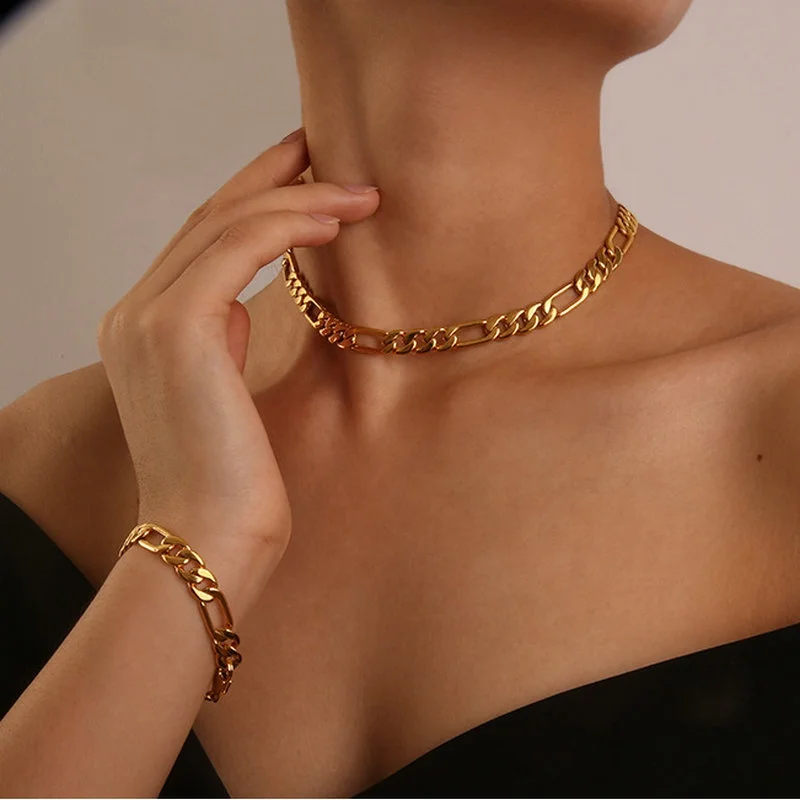 

New Design Manufacturers wholesale Fashion Woman 18K Gold Plated Stainless Steel Necklace