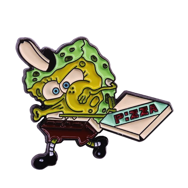 

Hungry SpongeBob Badge pizza foodie pin cute interesting accessory