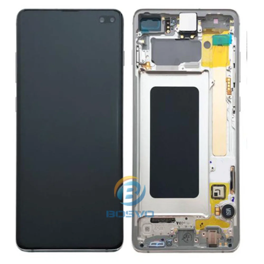 

mobile phone screen for samsung S10 plus G975 lcd display with touch digitizer assembly with frame, Black,gold,blue,silver