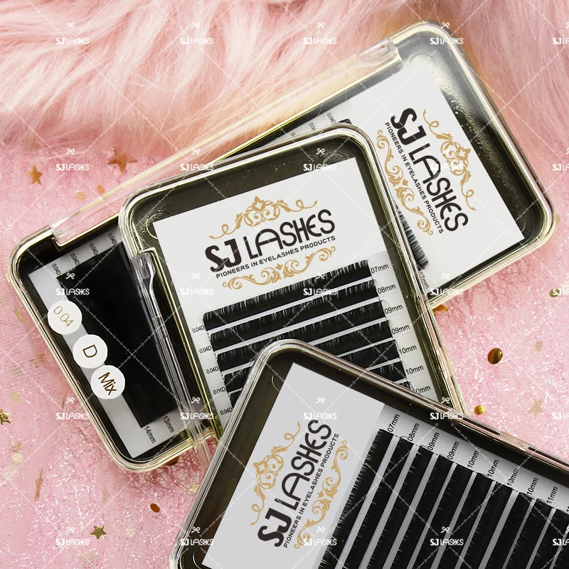 

Siberian mink eyelash extensions with ECO private label cases lash academy use, Black