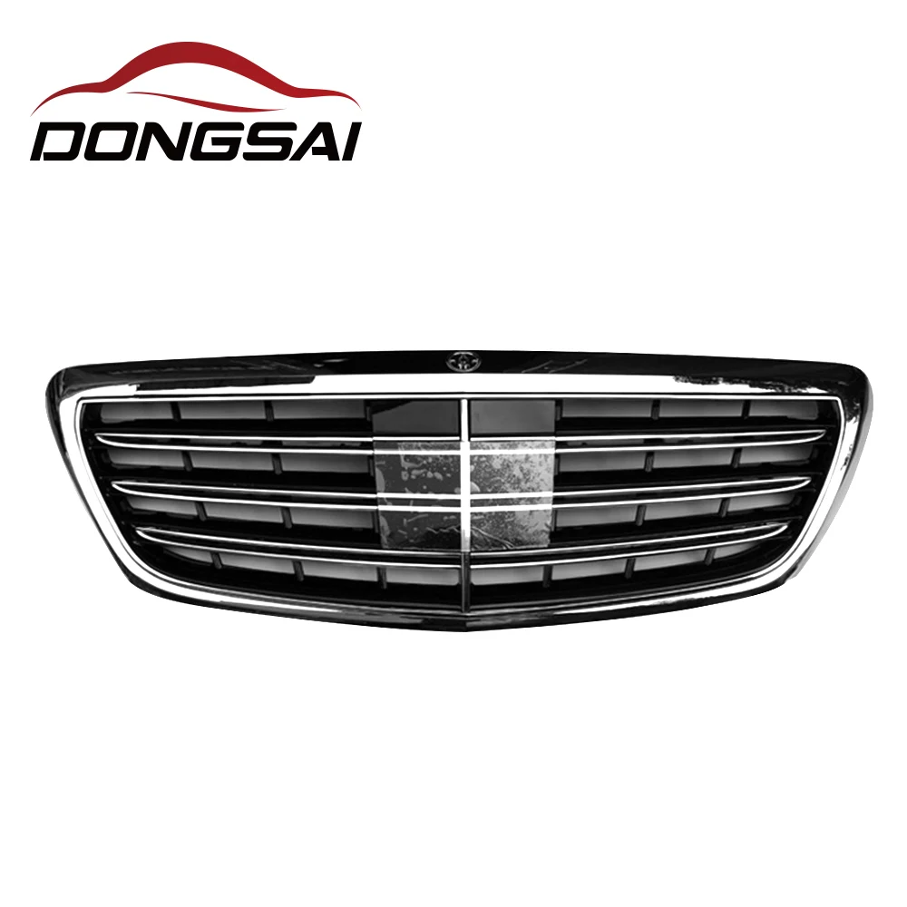 

ABS Silver S65 Style Front Bumper Mesh Grill Grille for Mercedes Benz S Class W222 S63 2014-2019