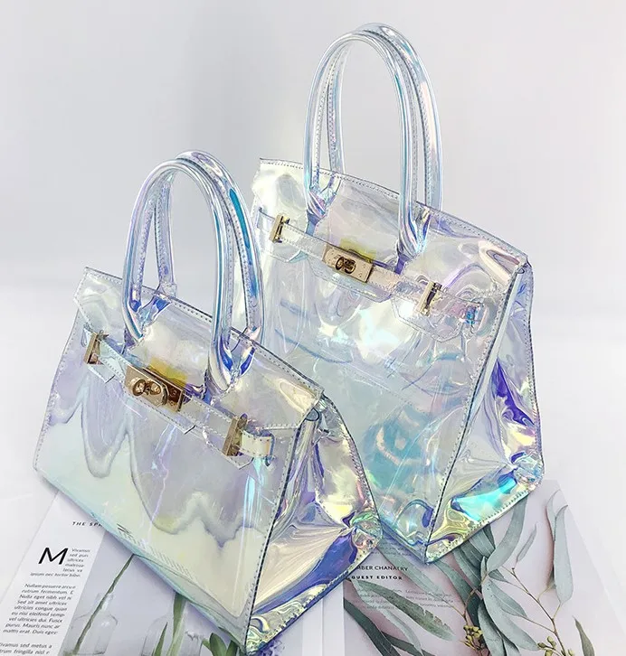 

New Fashion Clear Jelly Women Laser Transparent Bag Large Handbags PVC Bag