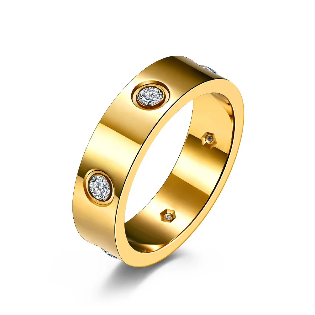 

Factory Wholesale 316l Stainless Steel Jewelry Gold Plated Jewelry Couple Ring, Picture shows