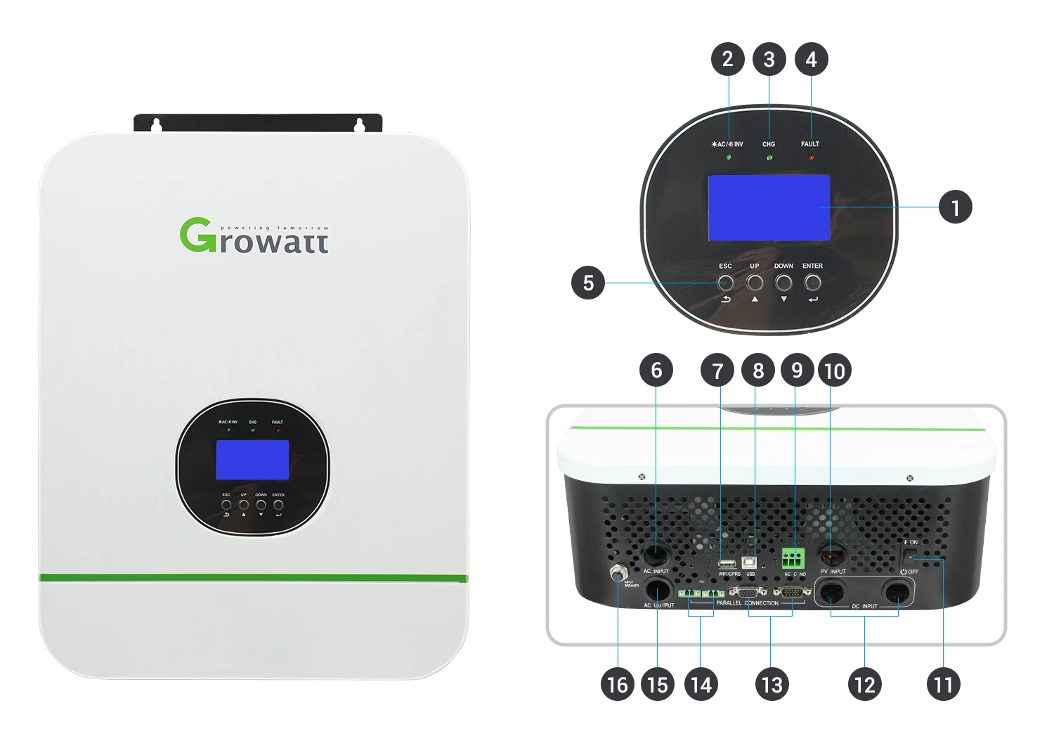 Growatt Solar Inverter 3kw 3kva 24vdc 48vdc 120vac Off Grid Hybrid Off ...