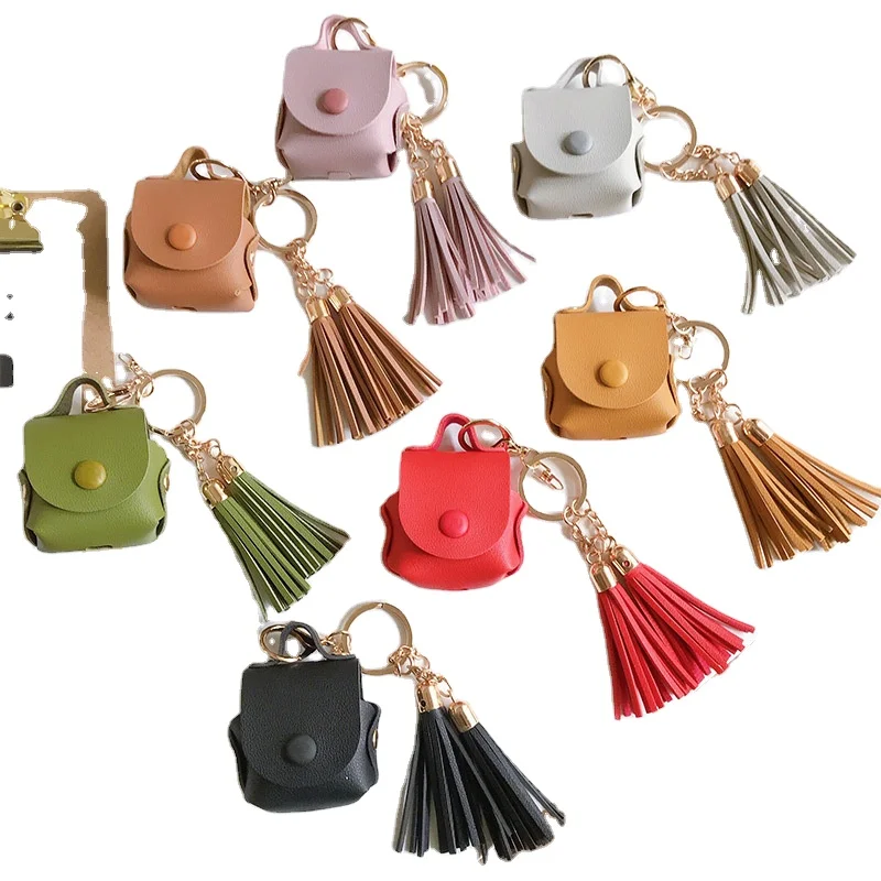 

Luxury Leather Handbag Tassel KeyChain Earphone Case For Airpods 2 Gen Pro 3 Protective Bag Wireless Headphone Cases Cover