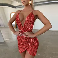 

Sequin Sexy Party Dress Women 2020 Fashion Glitter Mini Bodycon Dress Night Club Evening Dresses