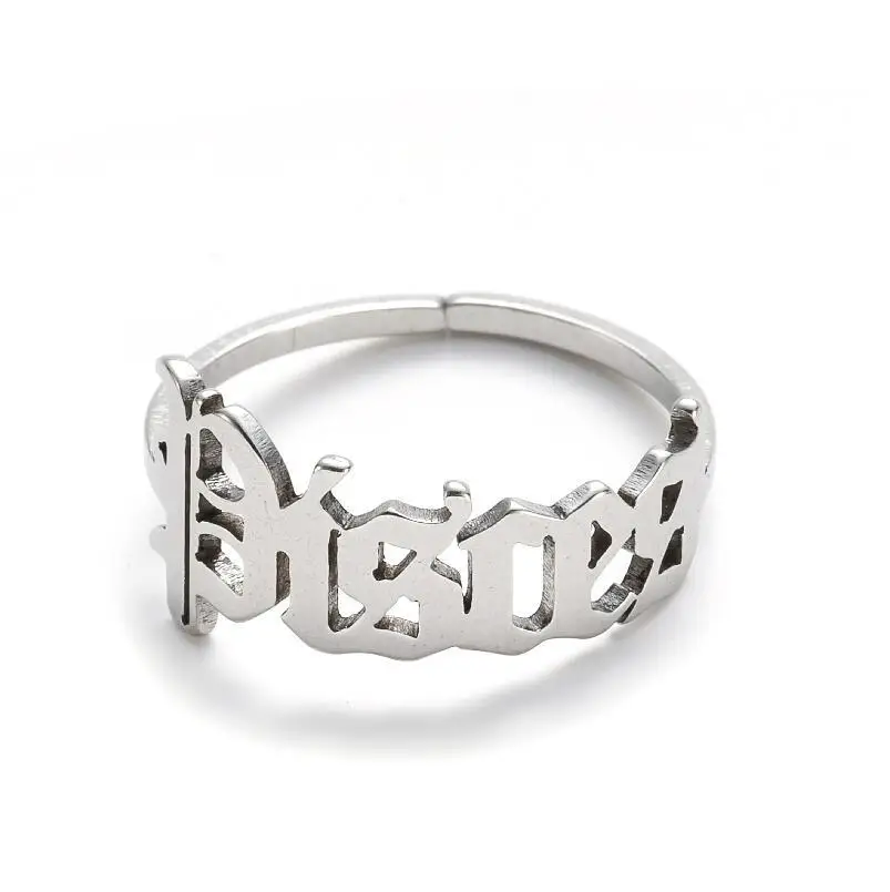 

Stainless Steel Rings Geometric letter Rings for Women wholesale Hainon