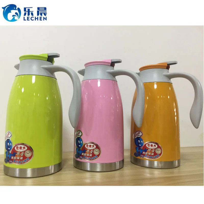 

Stainless Steel Double Wall Vacuum Hot Water Jug Coffee Pot Insulated Thermos Flask Cafetiere 1.3L/1.6L/ 2.1L gift, Silver