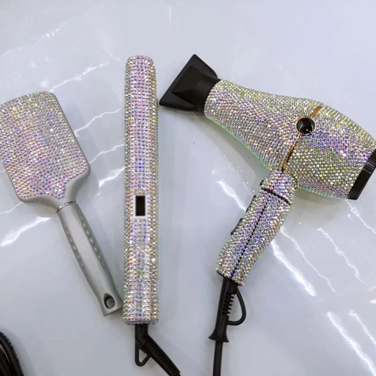 

Hot sale salon equipment bling rhinestone hair tools custom bling hair dryer, Pink,gold,blue,crystal or customize as your requirement