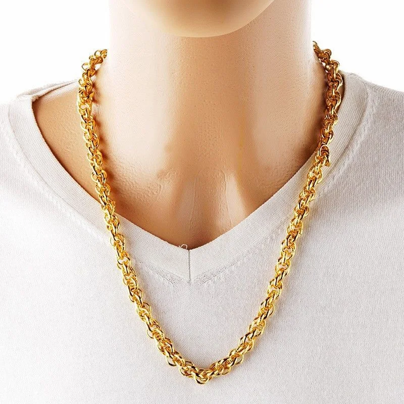 

Vietnam Placer Gold Twist Dragon Head Necklace Men's Domineering Simulation New Thai Boss Neck Accessories Wholesale