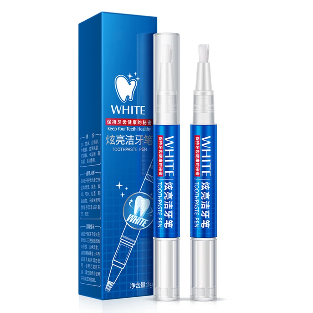 

Professional 35% carbamide peroxide cosmetic bleaching multiply flavors instant smile teeth whitening pen, White sponge + blue handle