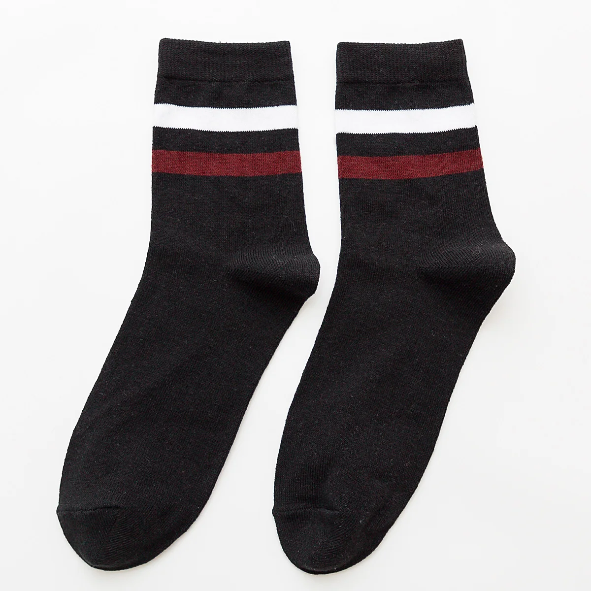 

Amazon Hot Sells 5 Colors Cotton medium tube breathable striped plain socks for men