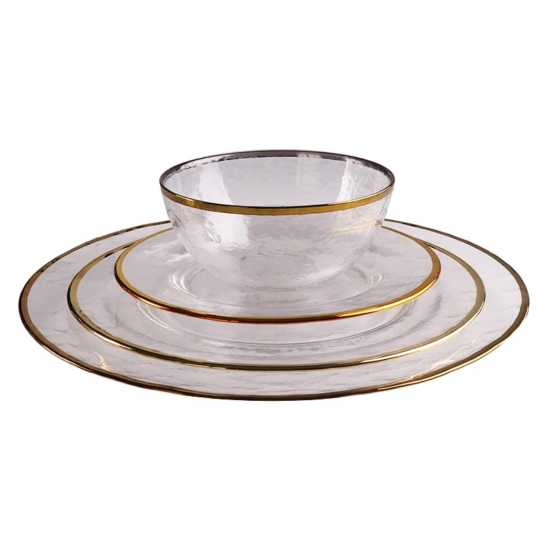 

Glass Dinner Dish Plate Salad Soup Fruit Bowl Dessert Bead Wedding Plate Decorative Tableware