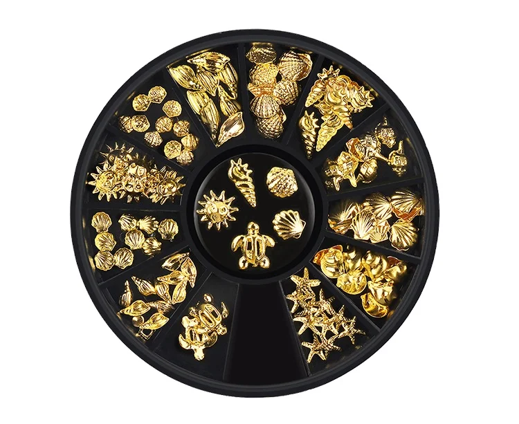

Misscheering Metal Rivet Ocean Series Silver Starfish Shell 3d Metal Hollow Nail Art Stud Decoration Manicure Nail Wheel