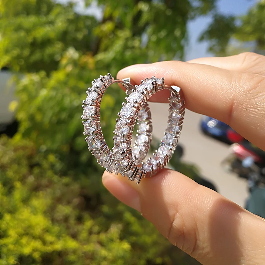 

silver bling diamond hoop earrings for women