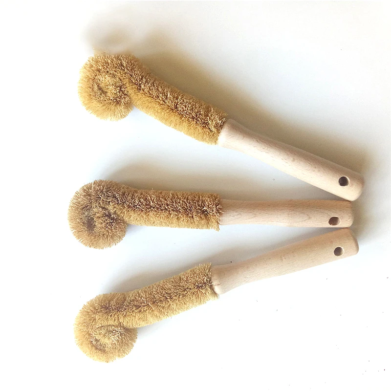 

Factory Direct Supply Cleaning Dish Brush Washing Scrubber Coconut Brown Silk Small Cup Brush Pot Brush Wooden Handle Pot Brush, Picture