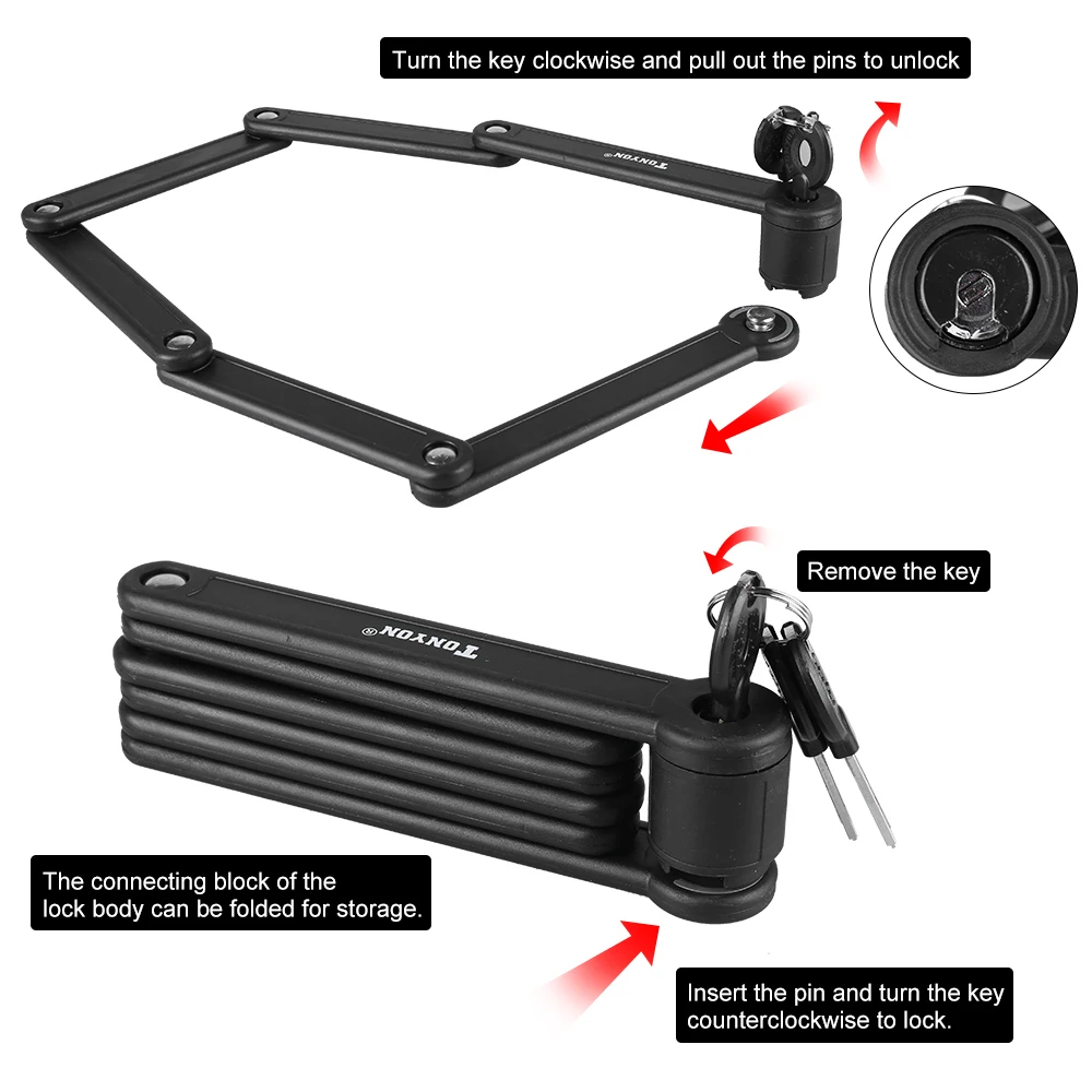 Tonyon Mountain Bike Folding Lock Electric Bicycle Part Chain Lock