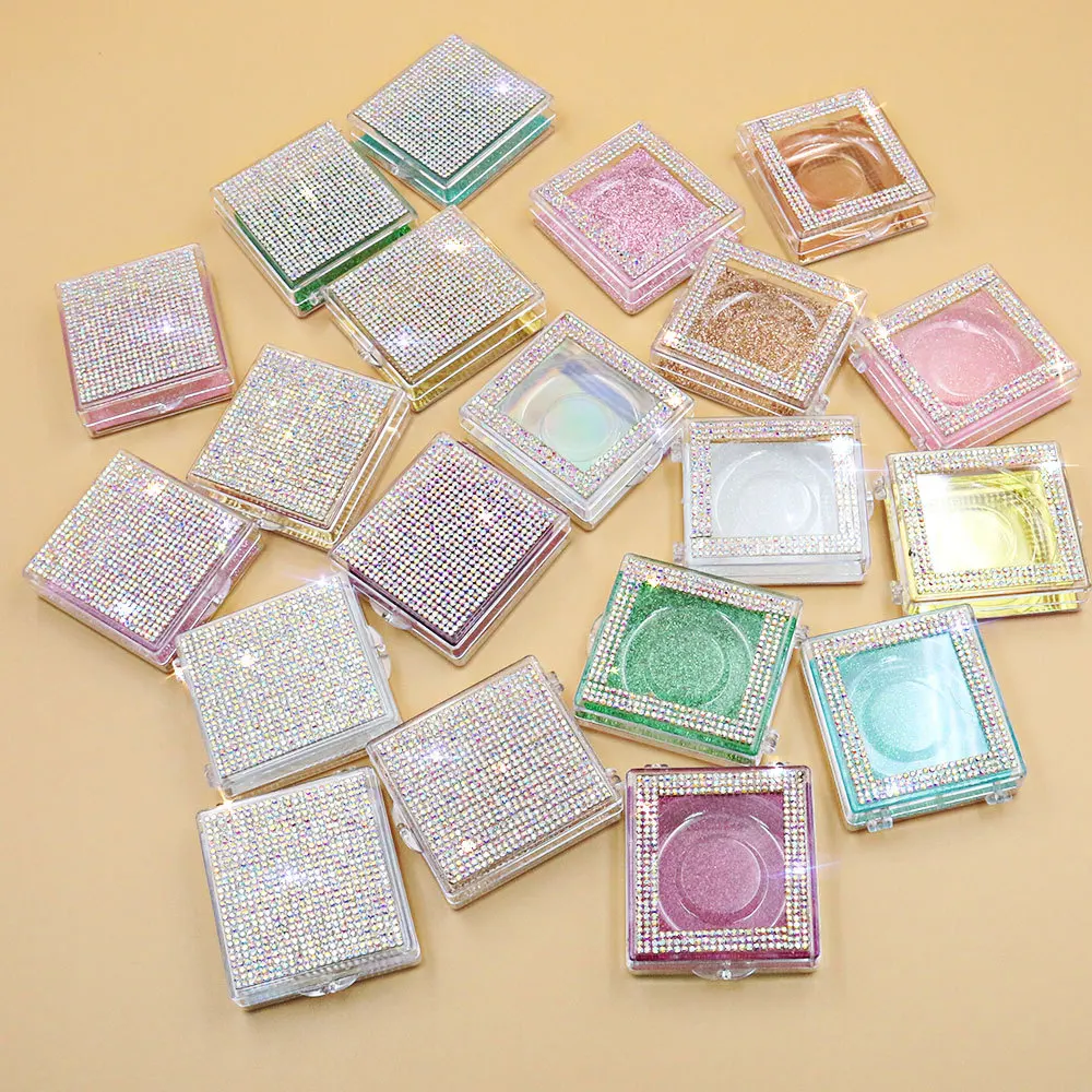 

wholesale Small square box with drilling eyelash lashbox Diamond false eyelash packing box transparent small square box