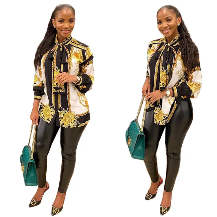 

GH-YY6511 Vintage Pattern Casual Print African Clothing Africa Tops For Women 2021