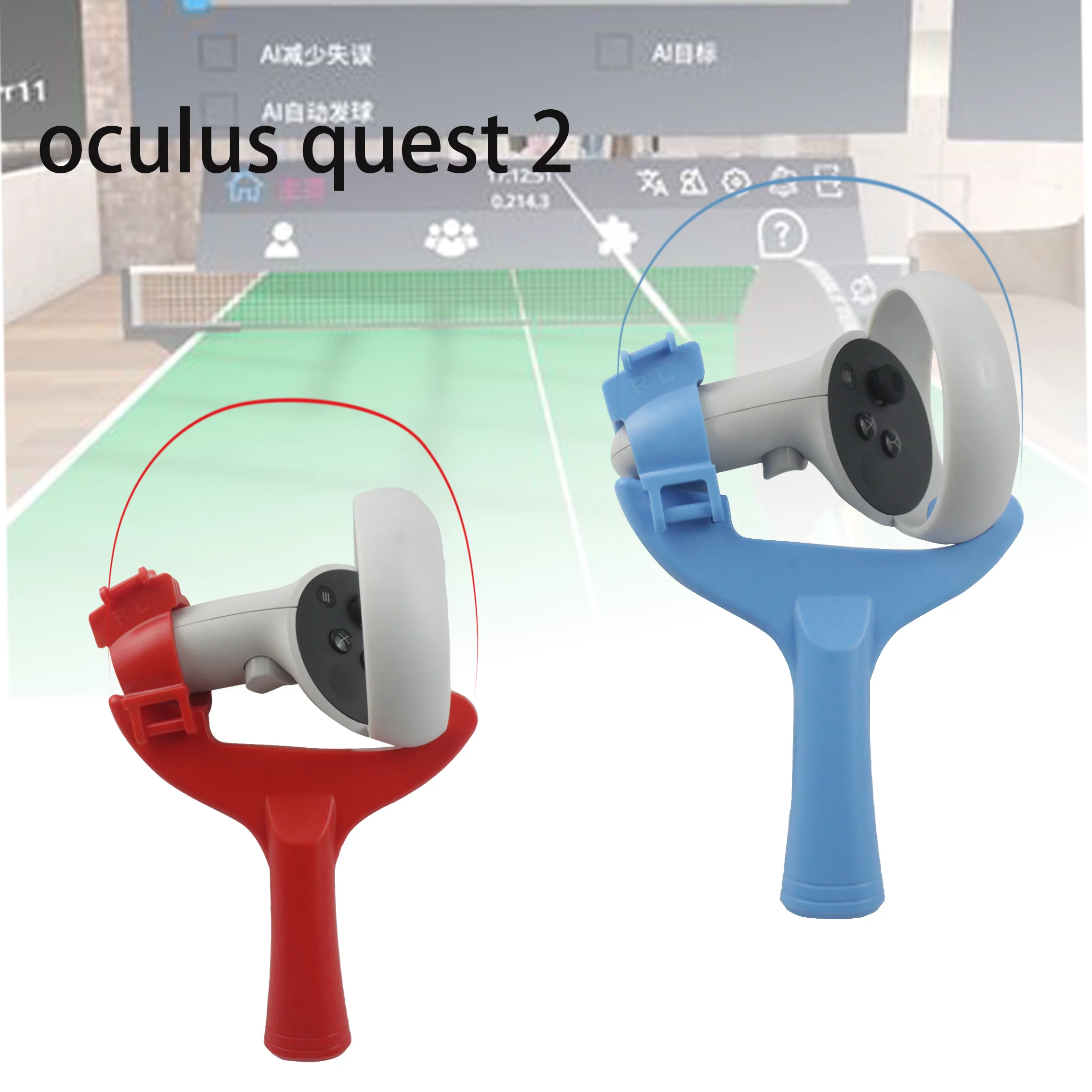 

(1 pair) Suitable for Oculus Quest 2 handle table tennis racket handle to play 11 VR table tennis games Quest 2 accessories, Red blue