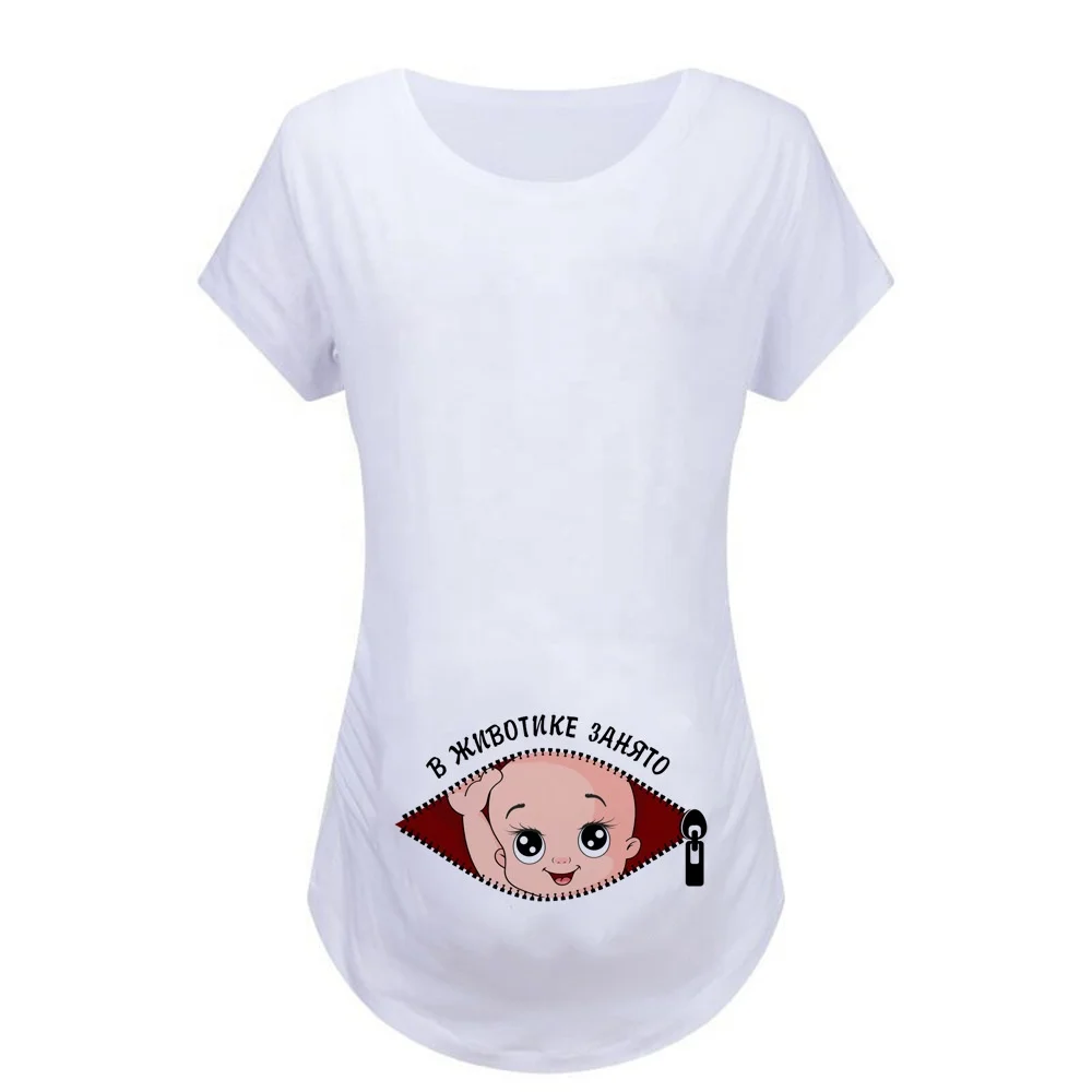 

Cute baby's new maternity clothes in summer new round neck short sleeve pregnant women's T shirt