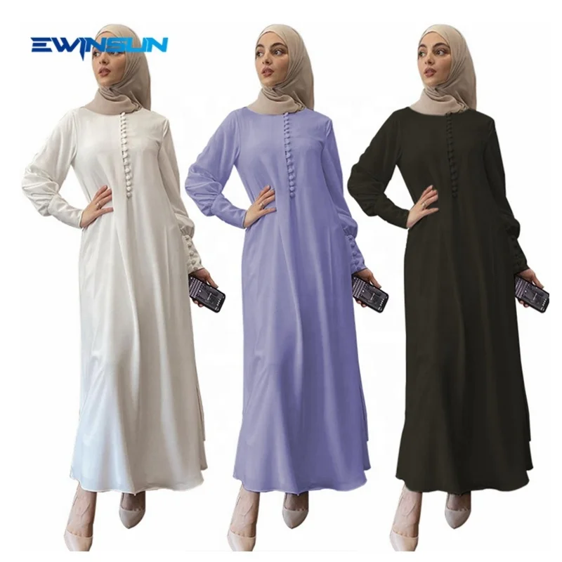 

Fashion style slim women's abaya women muslim dress with hijab Elegant islam clothing Chiffon double layer prayer dress