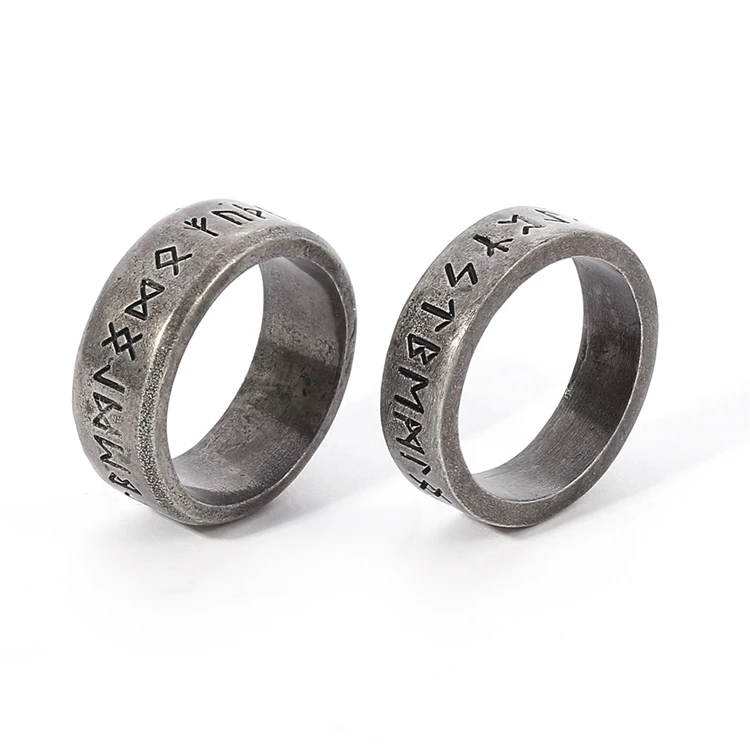 

Wholesale Retro Handmade Jewelry Hot Selling 2021 Vintage Simple Engraved Finger Rings for Man Women