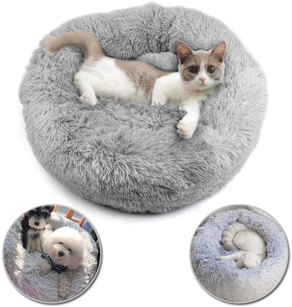 

Sohpety Washable Luxury Calming Round Pet Waterproof Orthopedic Memory Foam Donut Plush Dog Washable Eco Friendly Cat Bed, 19 colors