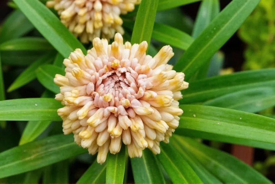Close-up of ginger plant showing its distinctive cone-shaped flower structure