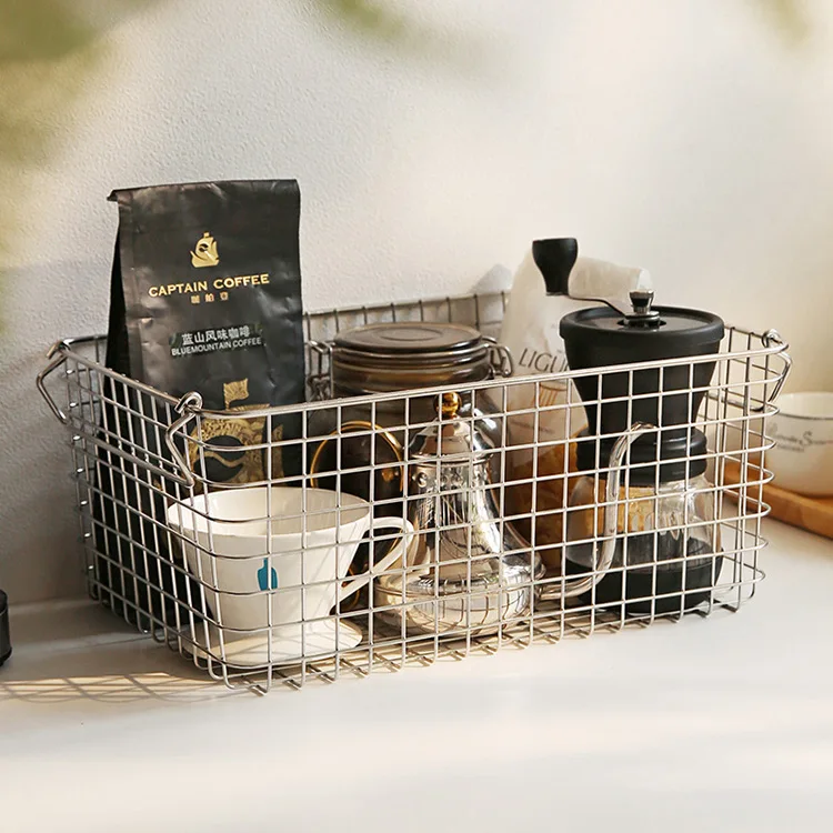 

SHIMOYAMA Stackable Kitchen Stainless Steel Wire Storage Basket, Extra Large Metal Basket for Bathroom, Kitchen and Office, Stainless color