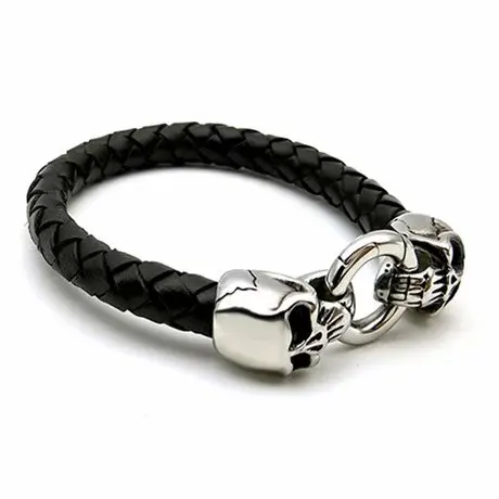 
Promotional Gifts Hand Bangle Jewelry Stainless Steel Mens Leather Bracelets 