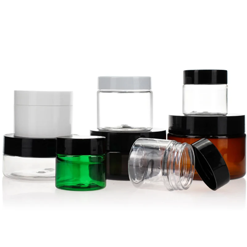 Wholesale Clear Makeup Recycled Plastic Cosmetic Jars Pet Cosmetics