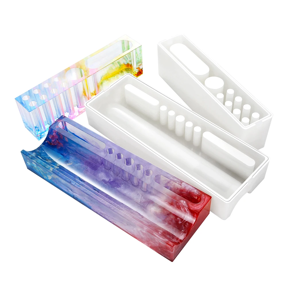 

Multi-Functional Pen Holder Resin Molds DIY Storage Box Office Study Storage Box Concrete Plaster Cement silicone Molds, White