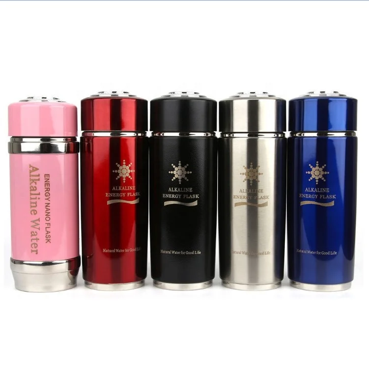 

Powerful Colorful Stainless Steel Tourmaline Nano Alkaline Water Flask, Silver;red;blue;black