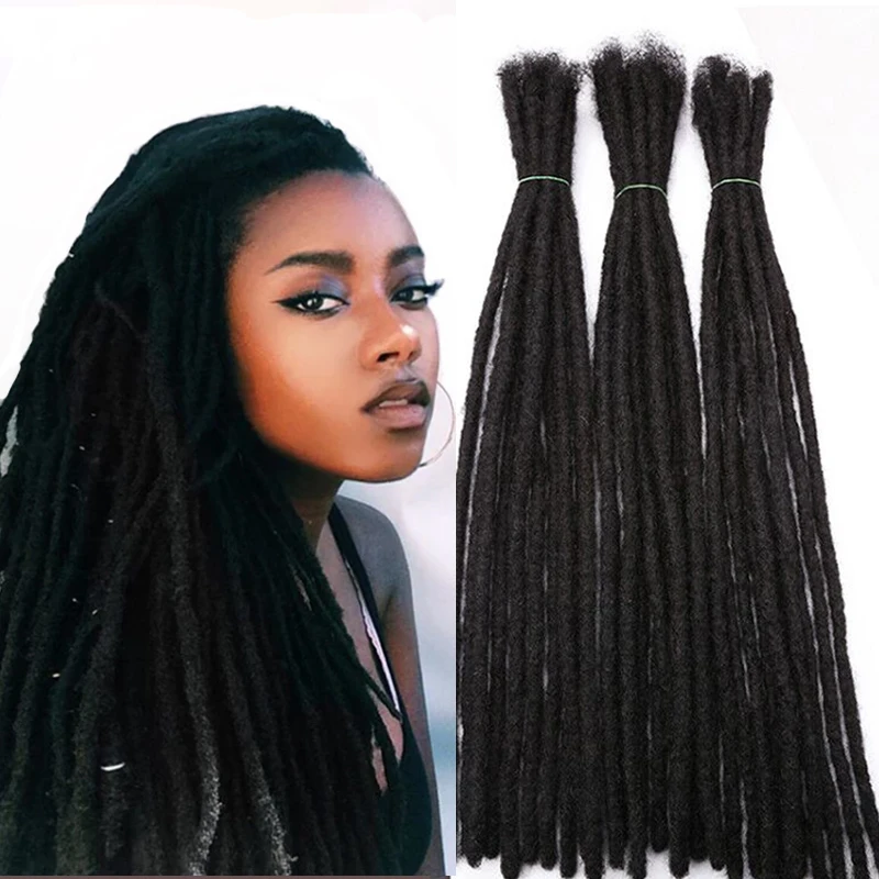 

Soft Handmade Dreadlocks Crochet Hair Braids Afro Kinky 100% Human Hair Locs Braiding Hair Extensions For Women And Men