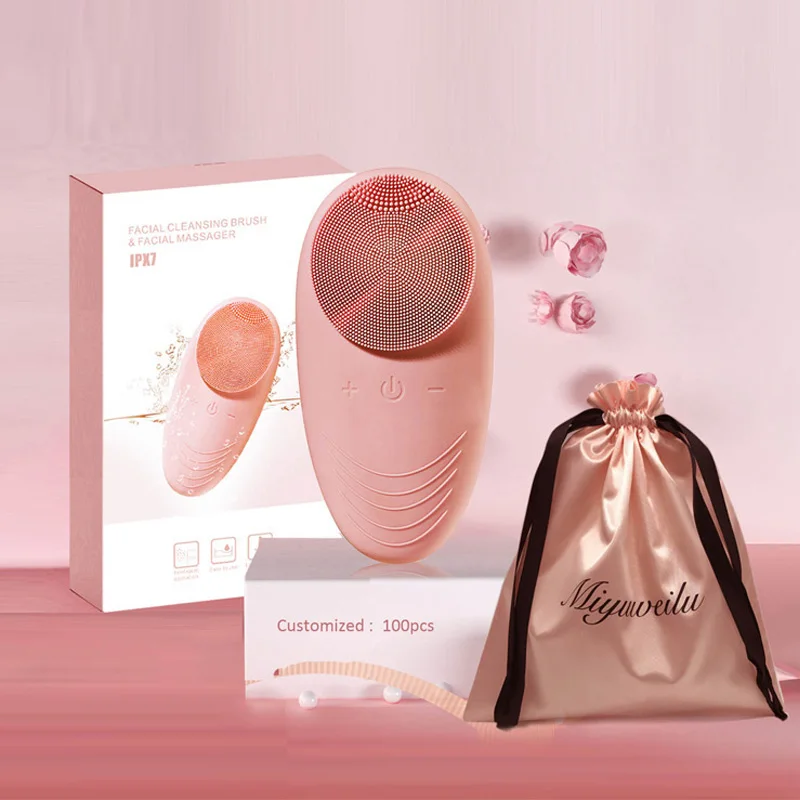 

New Portable Ultrasonic Ion Skin scrubber Vibration Massager Cleansing Brush Silicone Facial Cleanser