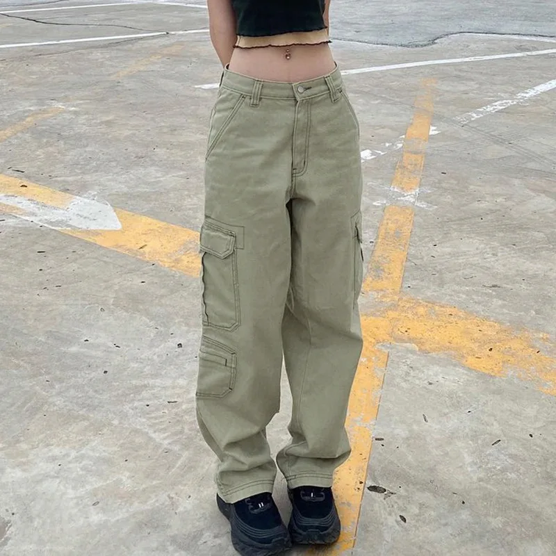 

Fashion Cargo Jeans For Women Hight Waist Casual Harajuku Denim Trousers Spring Long Pants 2022 New Street Outfits