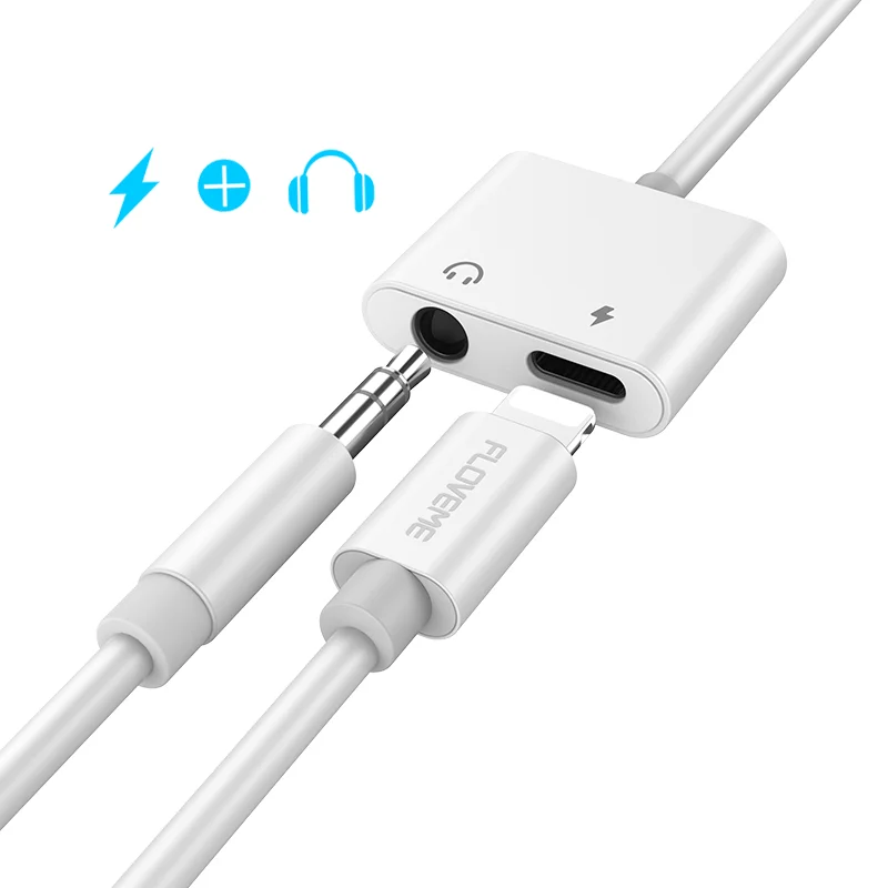 

Free Shipping 1 Sample OK Newest ABS Plastic Charging Earphone 2 in 1 to 3.5mm Audio Charger Adapter Cable For iPhone