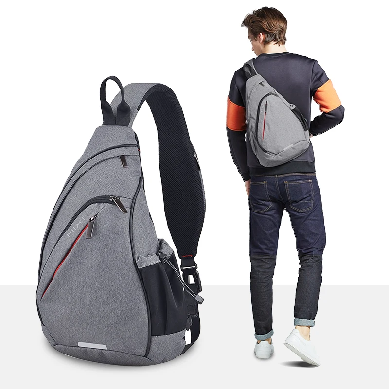 

MIXI Men Chest Shoulder Bags With USB Charging Port Custom Cycling Sports Travel Crossbody Sling Chest Bag Man